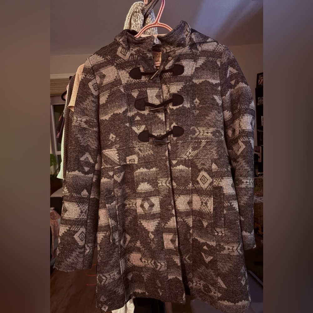 Paris Blues Black and Gray Wool Blend Coat